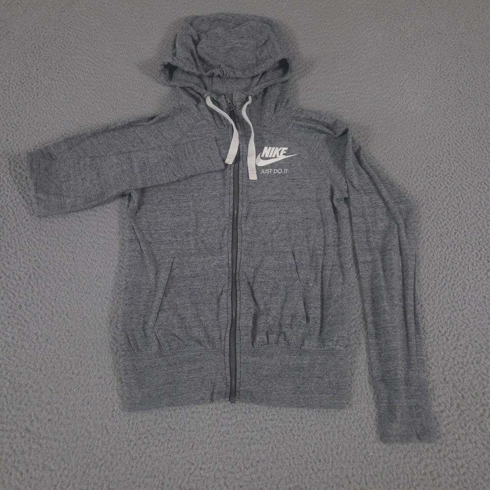 Nike Hoodie Womens XS Gray Gym Vintage Organic Cotton Recycled Full‎ Zip Futura